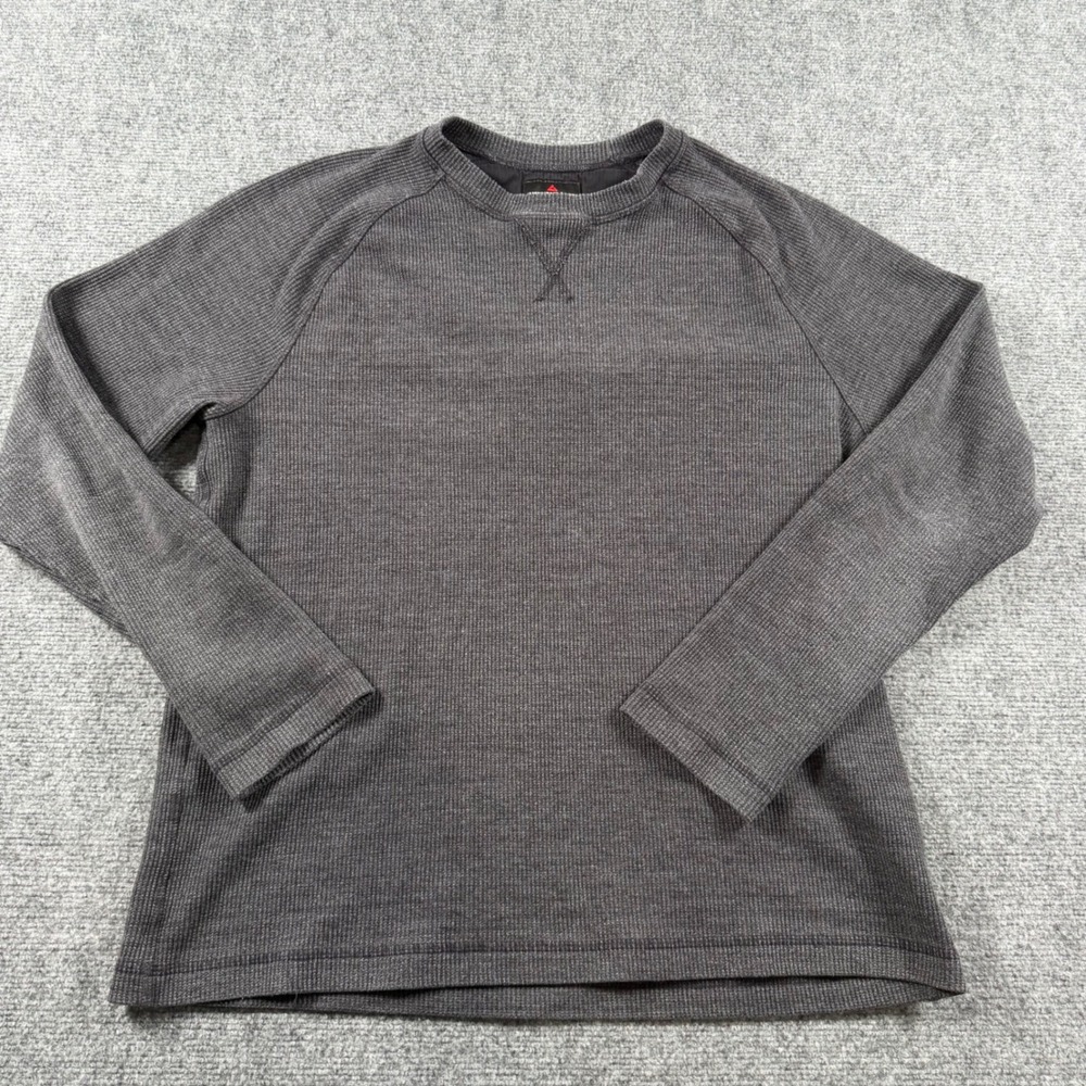 American Giant Thermal Shirt Mens XL Gray Waffle Knit Long Sleeve Made in USA